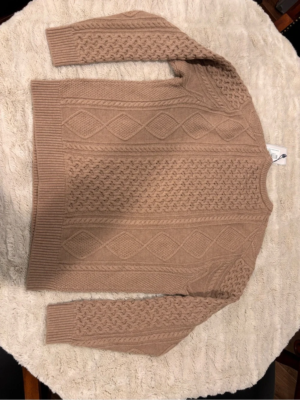 Wool-Blend Cable Knit Sweater - Dusty Rose